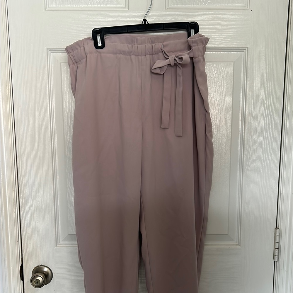 Express Mauve Paperbag Waist Tie Trousers